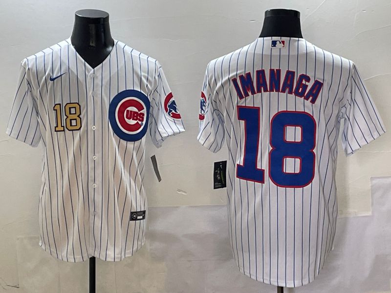 Men Chicago Cubs #18 Imanaga White Stripe Game Nike 2025 MLB Jersey style 2->los angeles dodgers->MLB Jersey